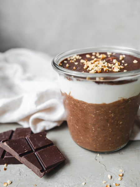 Overnight Oats mit Moruga 100% Kakao und Haselnüssen