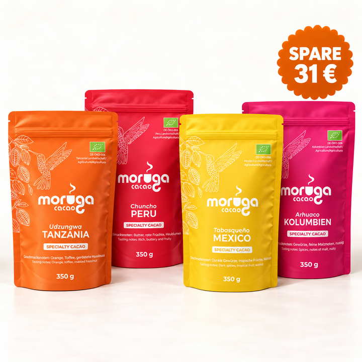 Moruga Vorteils-Bundle: vier Sorten à 350 g, spare 31 Euro